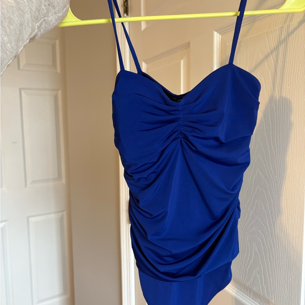 Express Body Contour Compression Ruched Bodysuit With Bra Cups | NEVER WORN